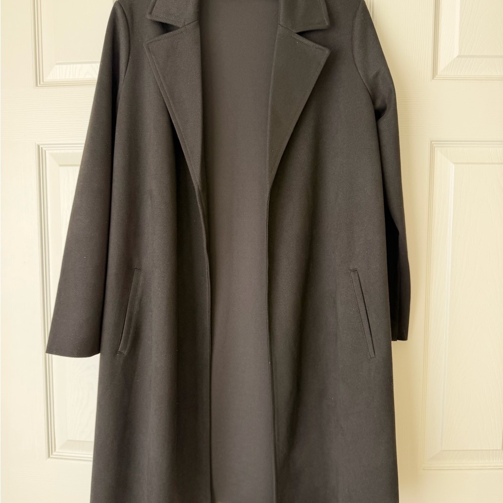 Tahari Black Long Trench Coat